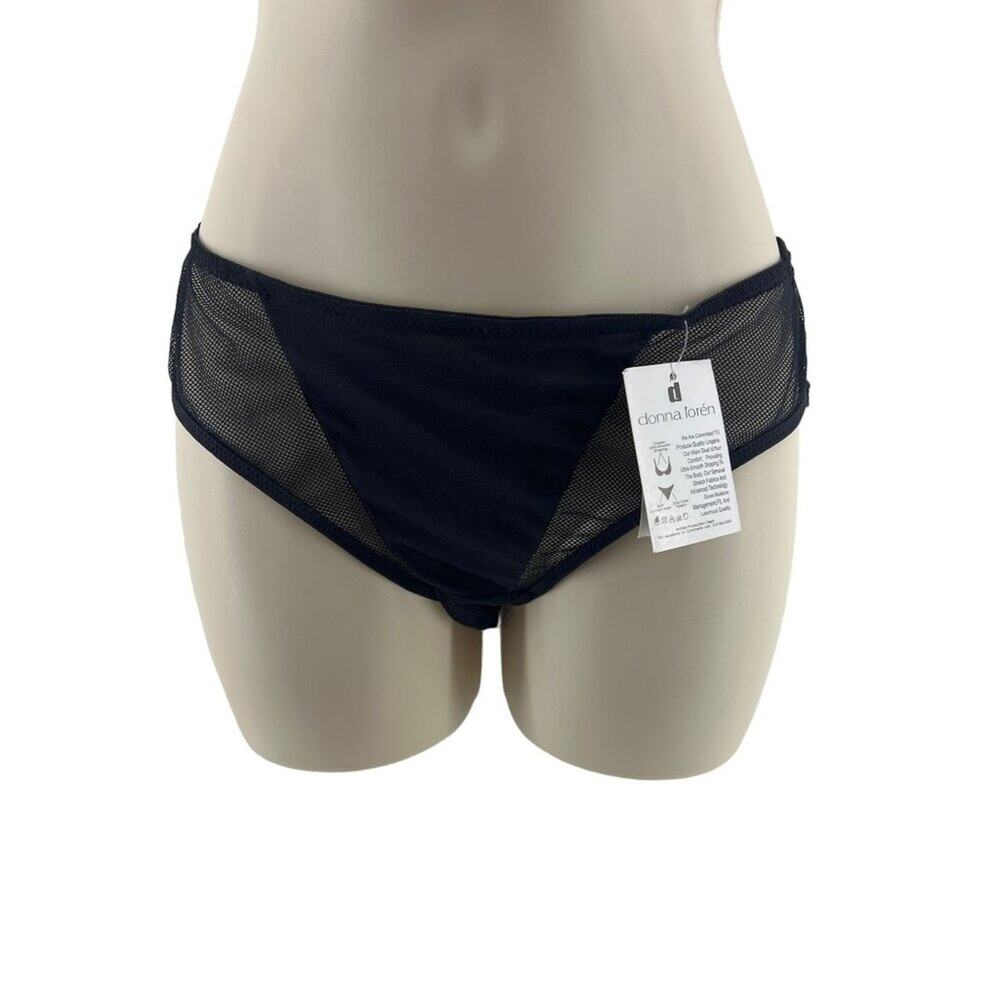 Donna Loren Black Sheer Panty Mesh Accents Womens Size Large